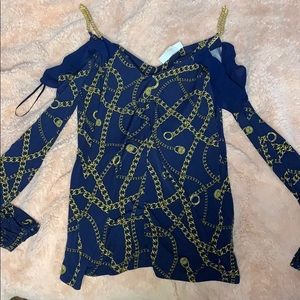 Michael Kors Off Shoulder Monogram Blouse {NEW}